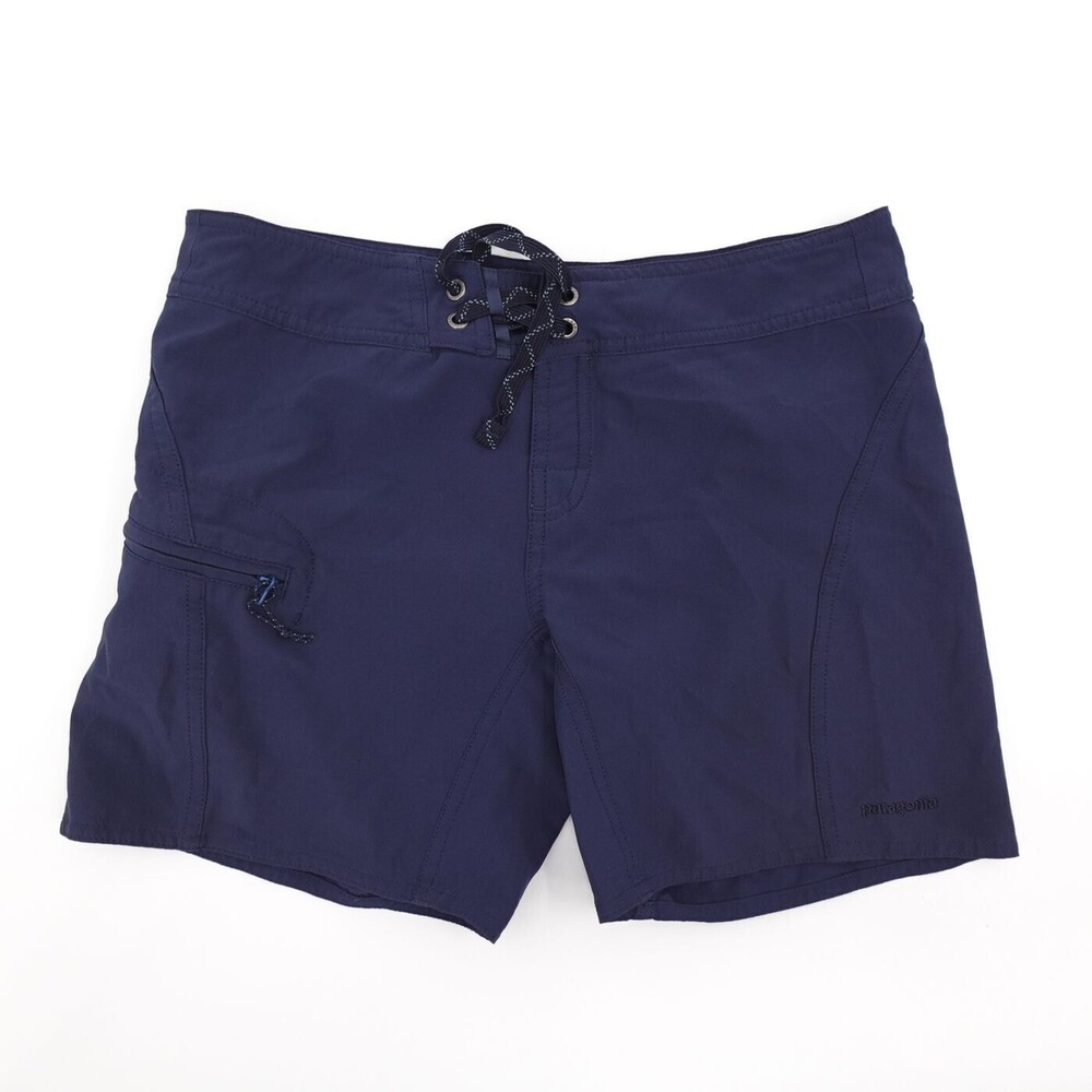 Patagonia Board Shorts Womens 2 Navy Blue Lace Up Swim Quick Dry Pockets Outdoor